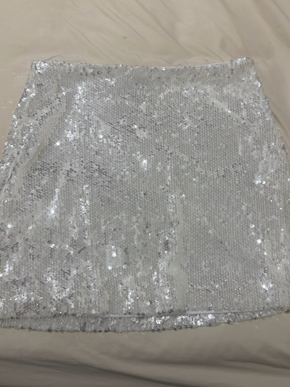 Wayf Silver Sequin Mini Skirt